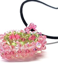 Beaded Open 3-D Crystal Heart Necklace