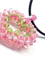 Beaded Open 3-D Crystal Heart Necklace