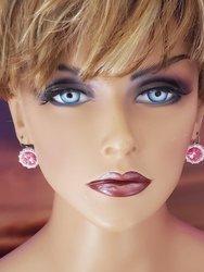 Beaded Pink Crystal Halo Earrings