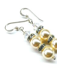 Bridal Sterling Silver Stacked Crystal and Pearl Earrings - Multi