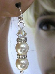 Bridal Sterling Silver Stacked Crystal and Pearl Earrings