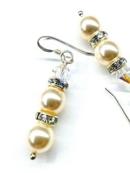 Bridal Sterling Silver Stacked Crystal and Pearl Earrings