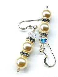 Bridal Sterling Silver Stacked Crystal and Pearl Earrings