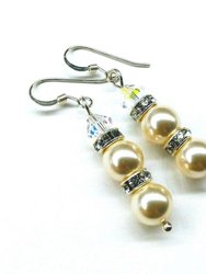 Bridal Sterling Silver Stacked Crystal and Pearl Earrings