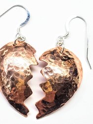 Broken Heart Earrings from Sculpted Copper - Copper