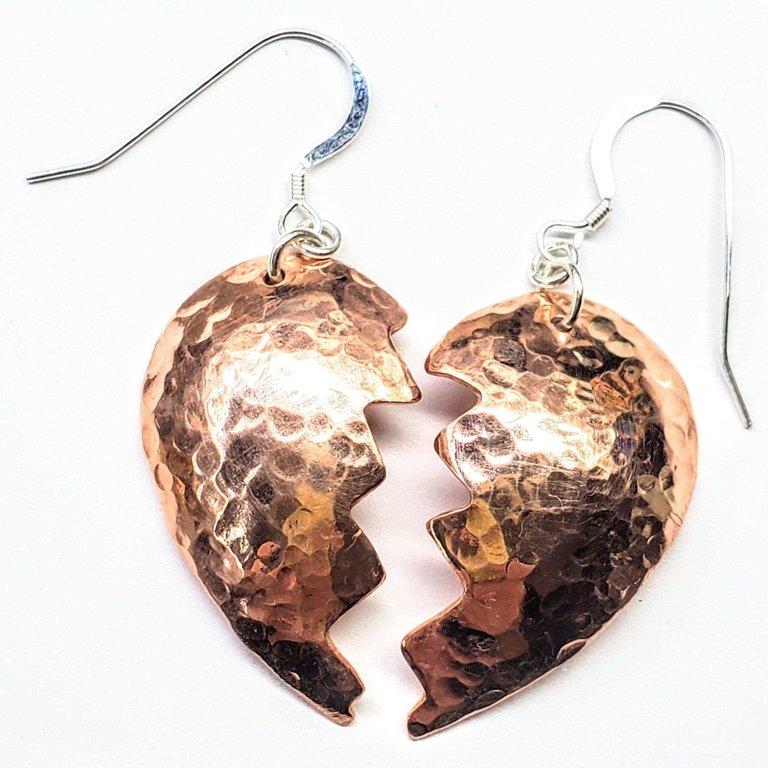 Broken Heart Earrings from Sculpted Copper - Copper
