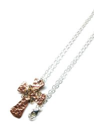 Chained Hammered Copper Cross Necklace For Him Or Her