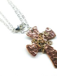 Chained Hammered Copper Cross Necklace For Him Or Her