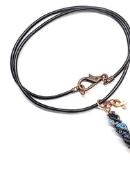 Child Abuse Prevention Awareness Gemstone Pendant With Lava Rock Bead Charm - Multi