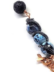 Child Abuse Prevention Awareness Gemstone Pendant With Lava Rock Bead Charm