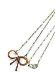 Copper and Silver Wire Wrapped Bow Tie Necklace