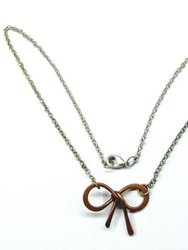 Copper and Silver Wire Wrapped Bow Tie Necklace