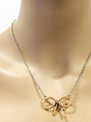 Copper and Silver Wire Wrapped Bow Tie Necklace