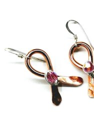 Copper Breast Cancer Awareness Ribbon Earrings - Multi