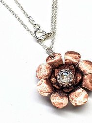 Copper Crystal Flower Spinner Necklace - Crystal