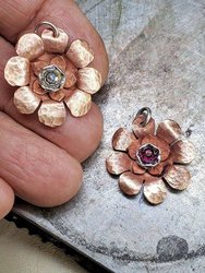 Copper Crystal Flower Spinner Necklace