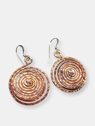Copper Crystal Spiral Hoop Earrings