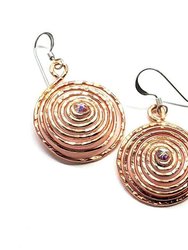Copper Crystal Spiral Hoop Earrings - Copper