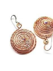 Copper Crystal Spiral Hoop Earrings