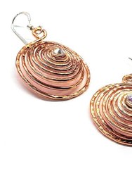 Copper Crystal Spiral Hoop Earrings