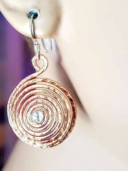 Copper Crystal Spiral Hoop Earrings