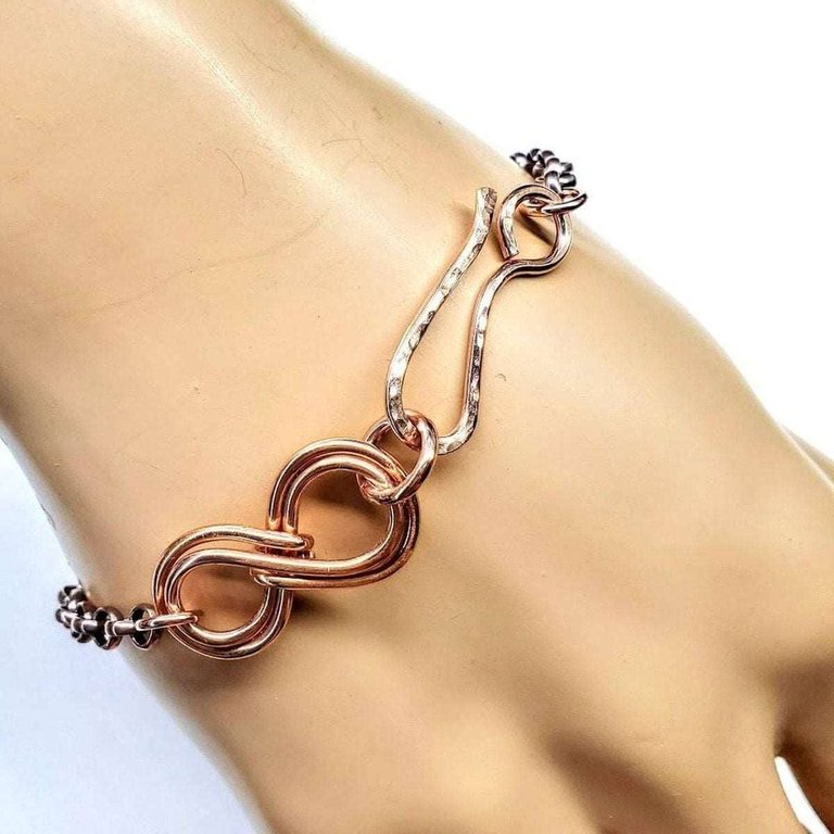 Copper Double Infinity Chain Bracelet For Him and Her - Copper