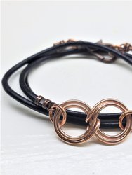 Copper Double Infinity Gender Neutral Leather Wrap Bracelet