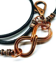 Copper Double Infinity Gender Neutral Leather Wrap Bracelet