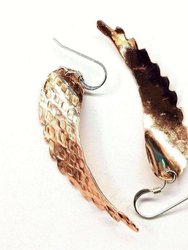 Copper Hammer Pattern Sculpted Angel Wings Earrings