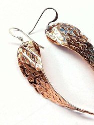 Copper Hammer Pattern Sculpted Angel Wings Earrings - Copper