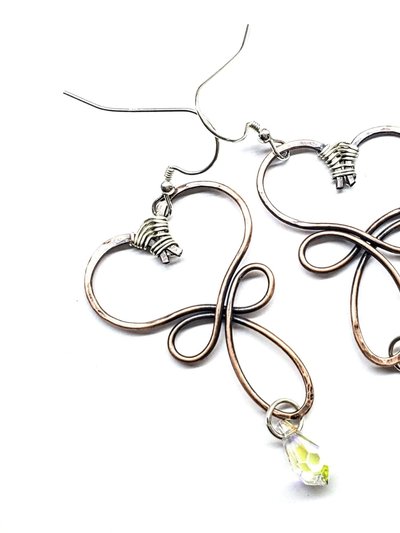 Alexa Martha Designs Copper Heart Crystal Drop Earrings product