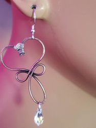 Copper Heart Crystal Drop Earrings