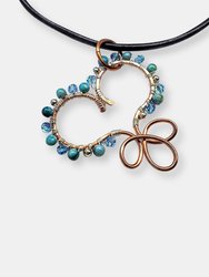 Copper Turquoise Wire Sculpted Heart Necklace - Multi
