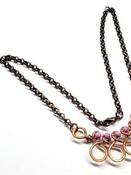 Copper Wire Wrapped Sculpted Pink Gemstone Necklace