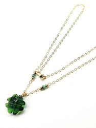 Dark Green Sparkly Swarovski Crystal Lucky Clover Necklace