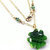 Dark Green Sparkly Swarovski Crystal Lucky Clover Necklace - Dark green