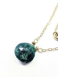Emerald Pear Drop Necklace - Emerald/Gold