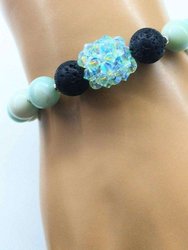 Glamorous Mint Green Amazonite Gemstone Crystal Lava Rock Bracelet