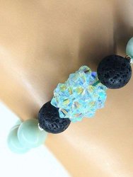 Glamorous Mint Green Amazonite Gemstone Crystal Lava Rock Bracelet