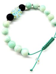 Glamorous Mint Green Amazonite Gemstone Crystal Lava Rock Bracelet - Mint Green