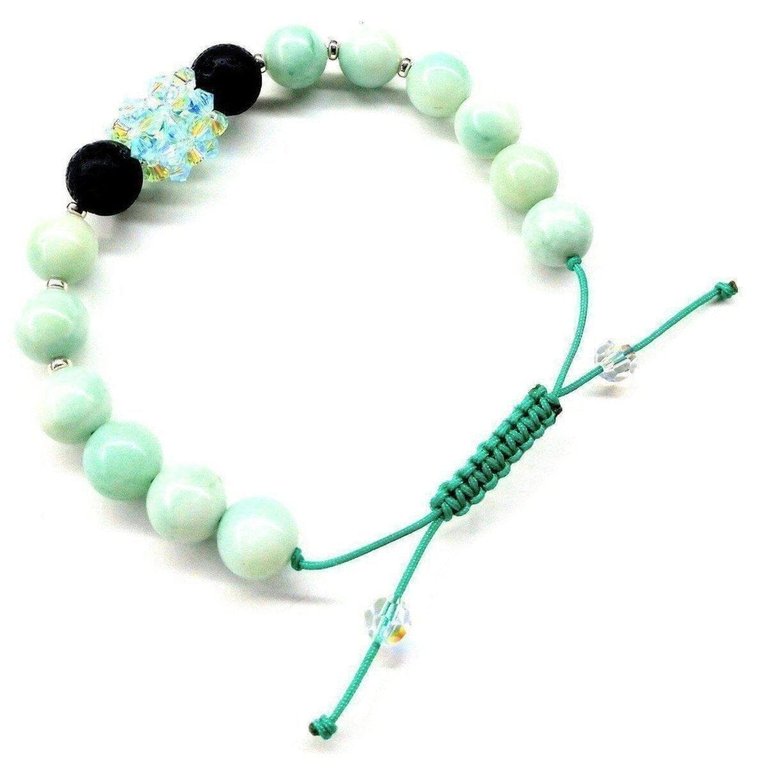 Glamorous Mint Green Amazonite Gemstone Crystal Lava Rock Bracelet - Mint Green