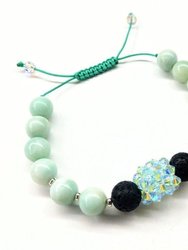 Glamorous Mint Green Amazonite Gemstone Crystal Lava Rock Bracelet