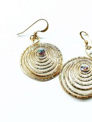 Gold Filled 14CT Crystal Spiral Earrings - Gold