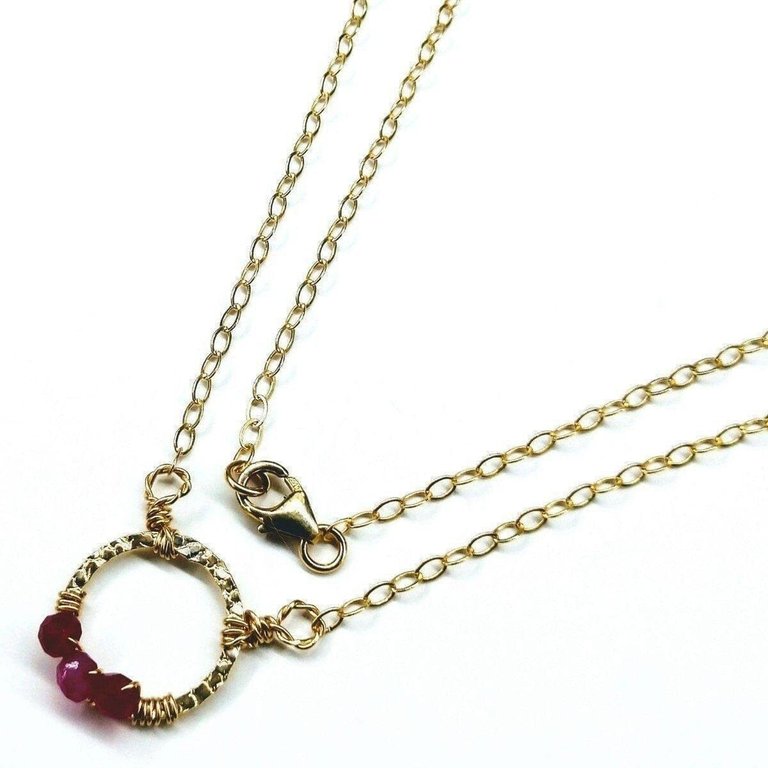 Gold Filled Pink Chalcedony Open Circle Necklace