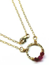 Gold Filled Pink Chalcedony Open Circle Necklace
