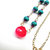 Gold Filled Pink Chalcedony Turquoise Gemstone Drop Necklace