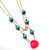 Gold Filled Pink Chalcedony Turquoise Gemstone Drop Necklace - Multi