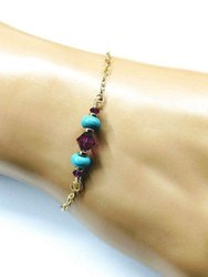 Gold Filled Pink Turquoise Gemstone Bracelet