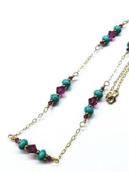 Gold Filled Pink Turquoise Gemstone Necklace