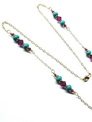 Gold Filled Pink Turquoise Gemstone Necklace - Multi
